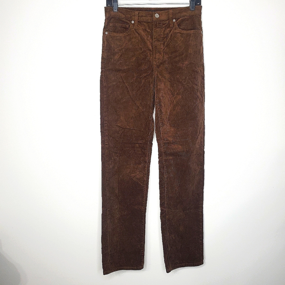 19) UNIQLO Corduroy Chocolate Slim Straight High Waisted Sz. 5